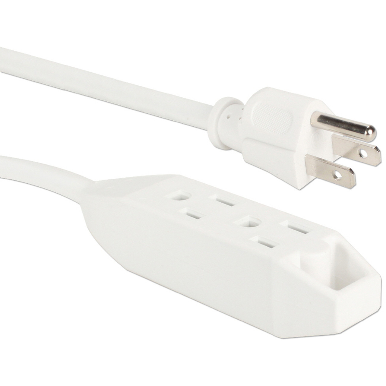 QVS 3-Outlet 3-Prong 25ft Power Extension Cord - NEMA 5-15P - 3 x NEMA 5-15R - 25 ft Cord - 13 A Current - 120 V AC Voltage - 1625 W - Wall Mountable - White