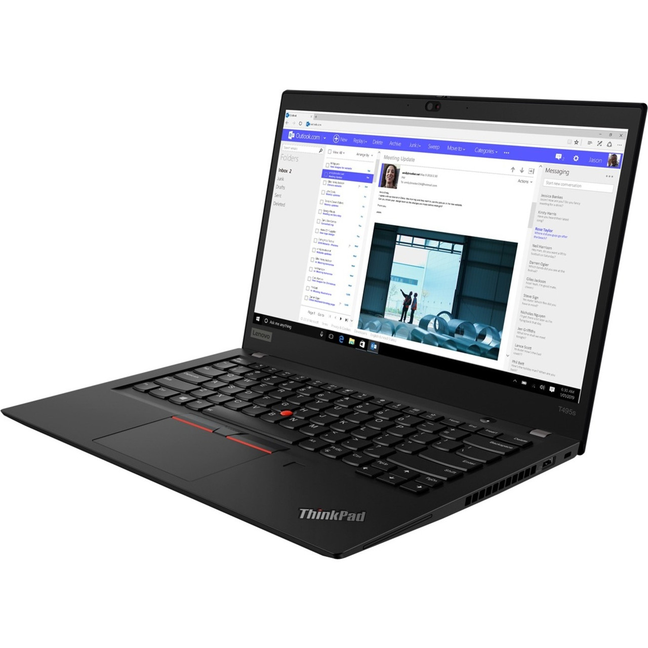 Lenovo ThinkPad T495s 20QJ0001US 14" Touchscreen Notebook - 1920 x 1080 - AMD Ryzen 5 3500U Quad-core (4 Core) 2.10 GHz - 8 GB Total RAM - 256 GB SSD - Black