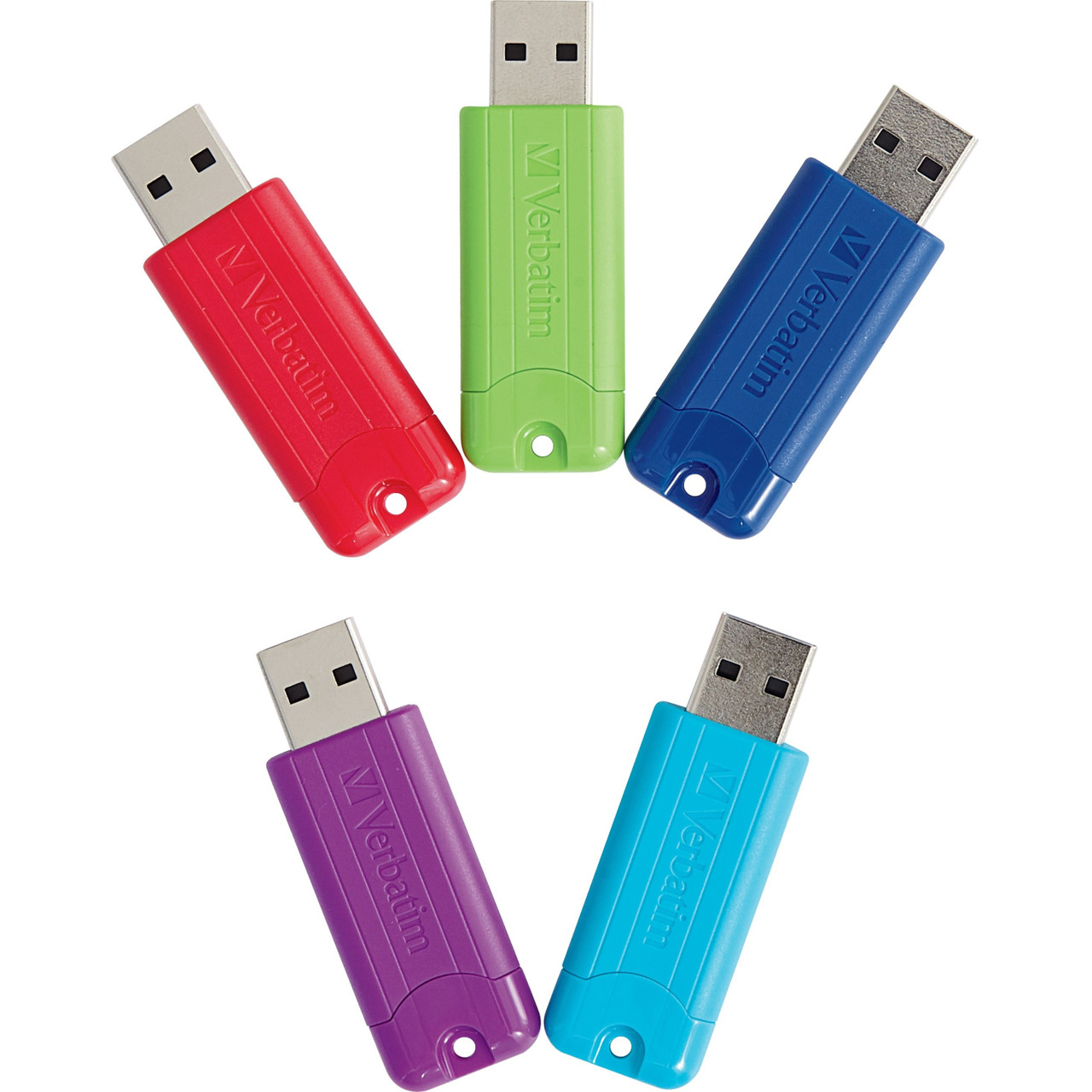 64GB PinStripe USB 3.2 Gen 1 Flash Drive - 5pk - Assorted - 70389