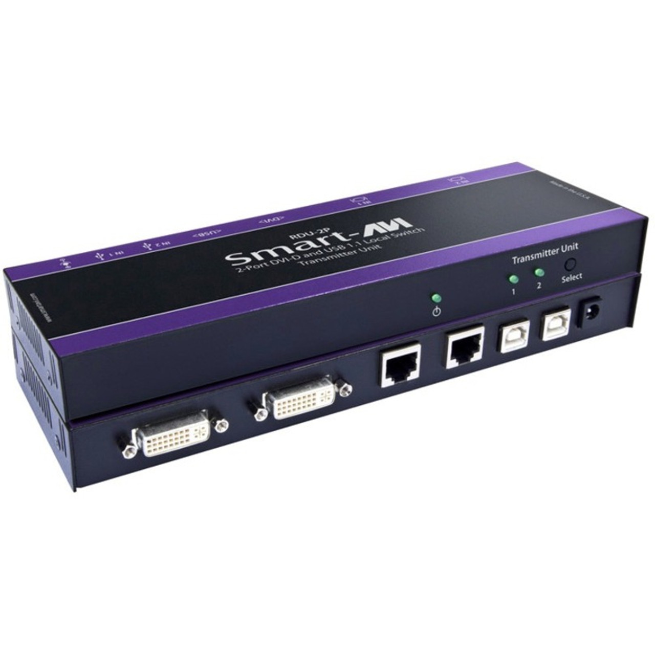 SmartAVI 2 DVI-D and USB Switch With Integrated Extender, Over CAT6 STP Extender - RDU-2PS