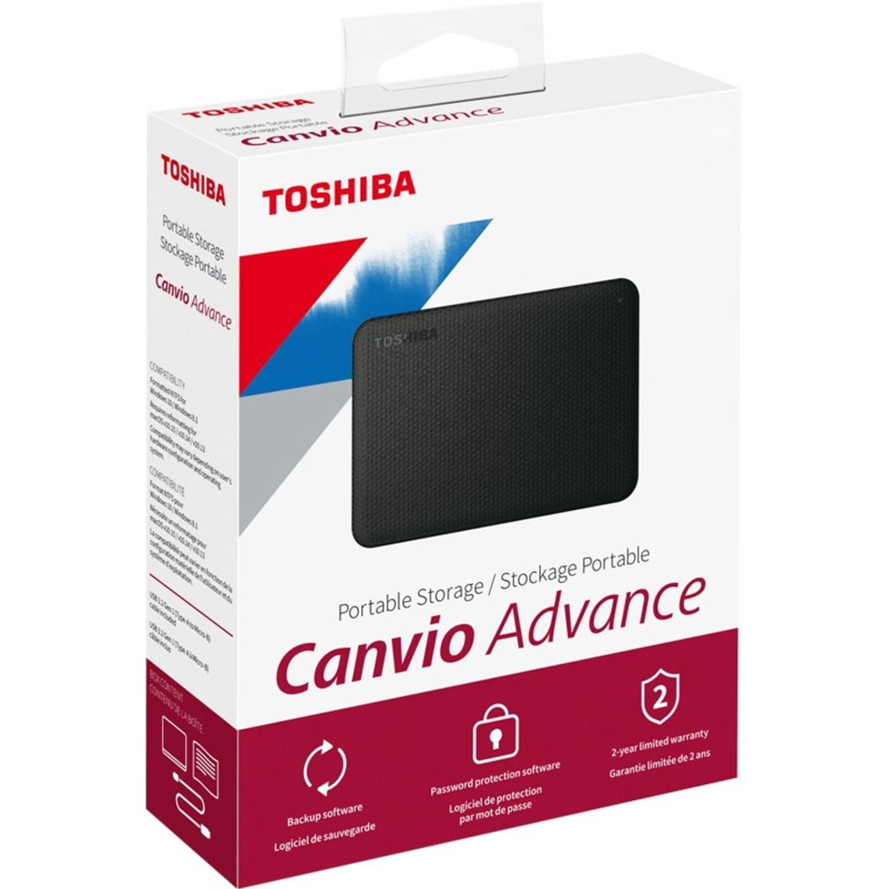 Toshiba Canvio Advance HDTCA40XK3CA 4 TB Portable Hard Drive - External - Black - HDTCA40XK3CA