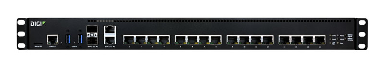 Digi Connect EZ 16 MEI Serial Server - 16 RS-232/422/485 Serial Ports - Dual AC Power - US Power Cords