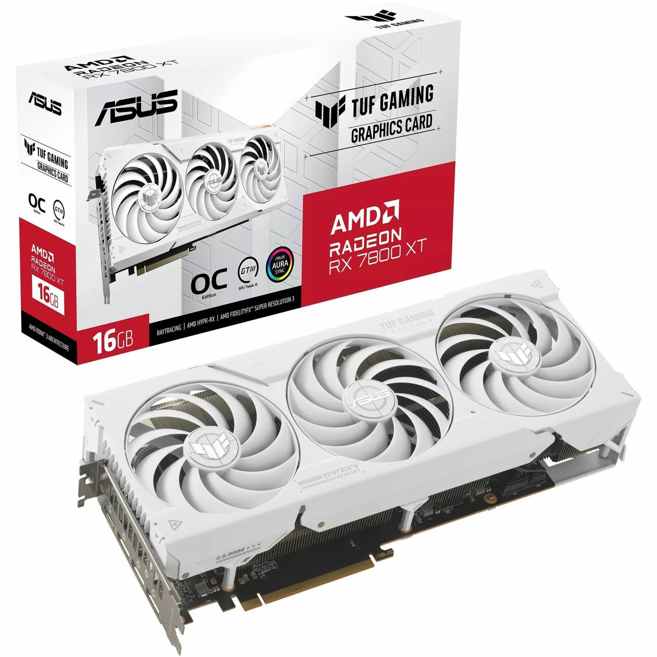 TUF AMD Radeon RX 7800 XT Graphic Card - 16 GB GDDR6 - TUF-RX7800XT-O16G-WHITE-GAMING