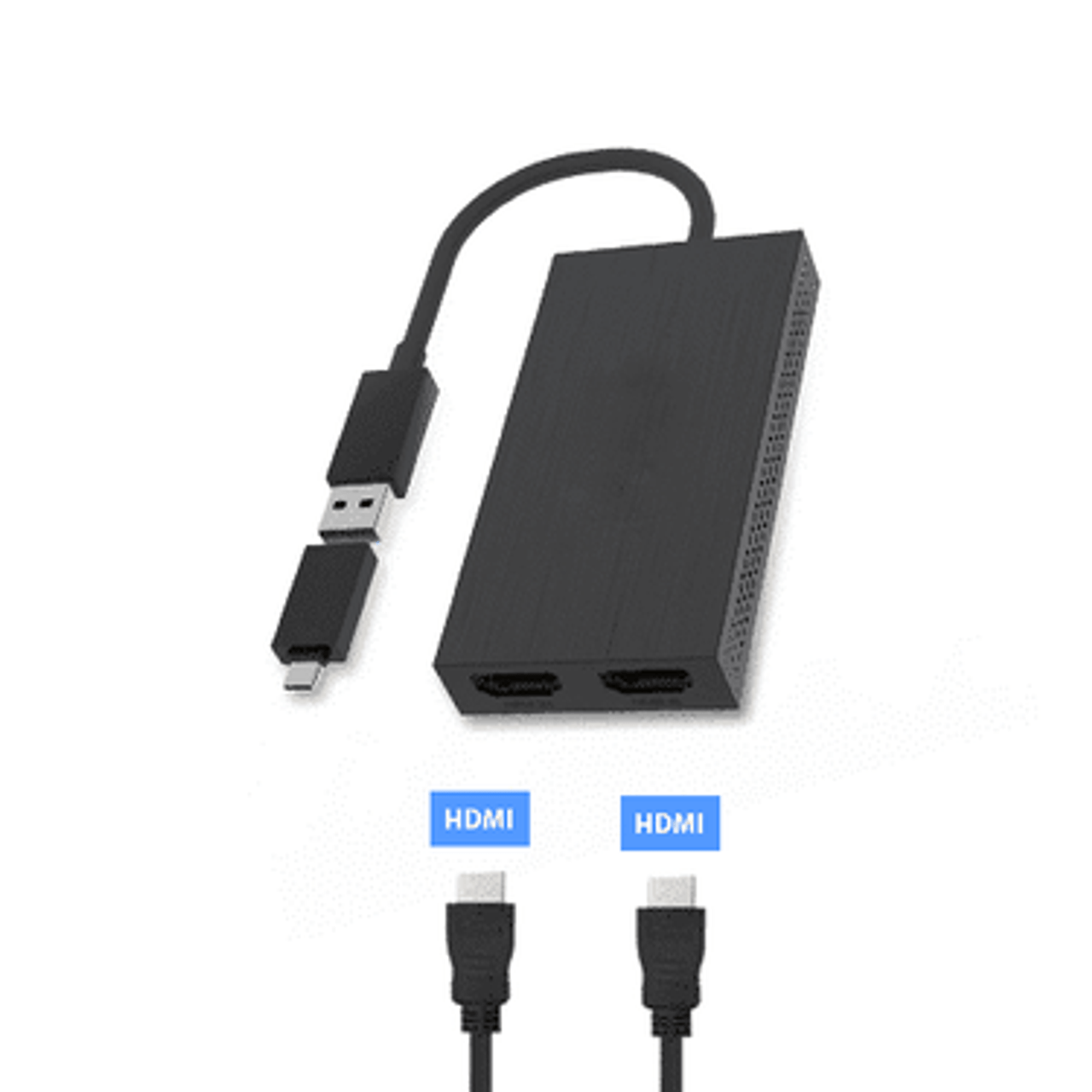 4XEM USB 3.0 to Dual HDMI 4K Display Adapter - 1 x Type A USB 3.0 Powered USB Male - 2 x HDMI HDMI 1.4 Digital Audio/Video Female - 3840 x 2160 Supported - Black - 4XUG7602H
