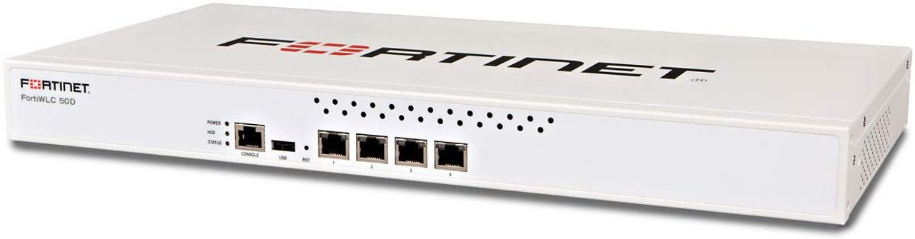 Fortinet FortiWLC-50D Wireless LAN Controller, Max 50 APs,4xGE RJ45 ports,1xRJ45 Serial Console port,1x60GB SSD Storage, Single PSU
