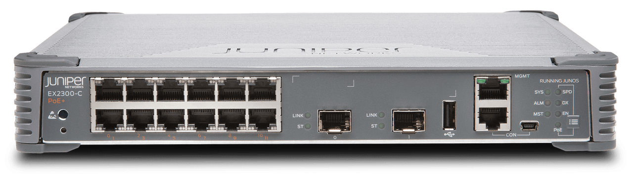 Juniper EX2300 Compact Fanless 12-port 10/100/1000BaseT, 2 x 1/10G SFP/SFP+ with VC License (optics sold separately)