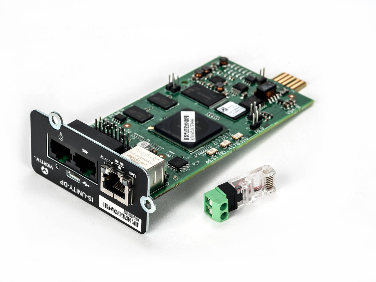 Vertiv IntelliSlot Unity Card provides 2 selected SNMP Modbus IP