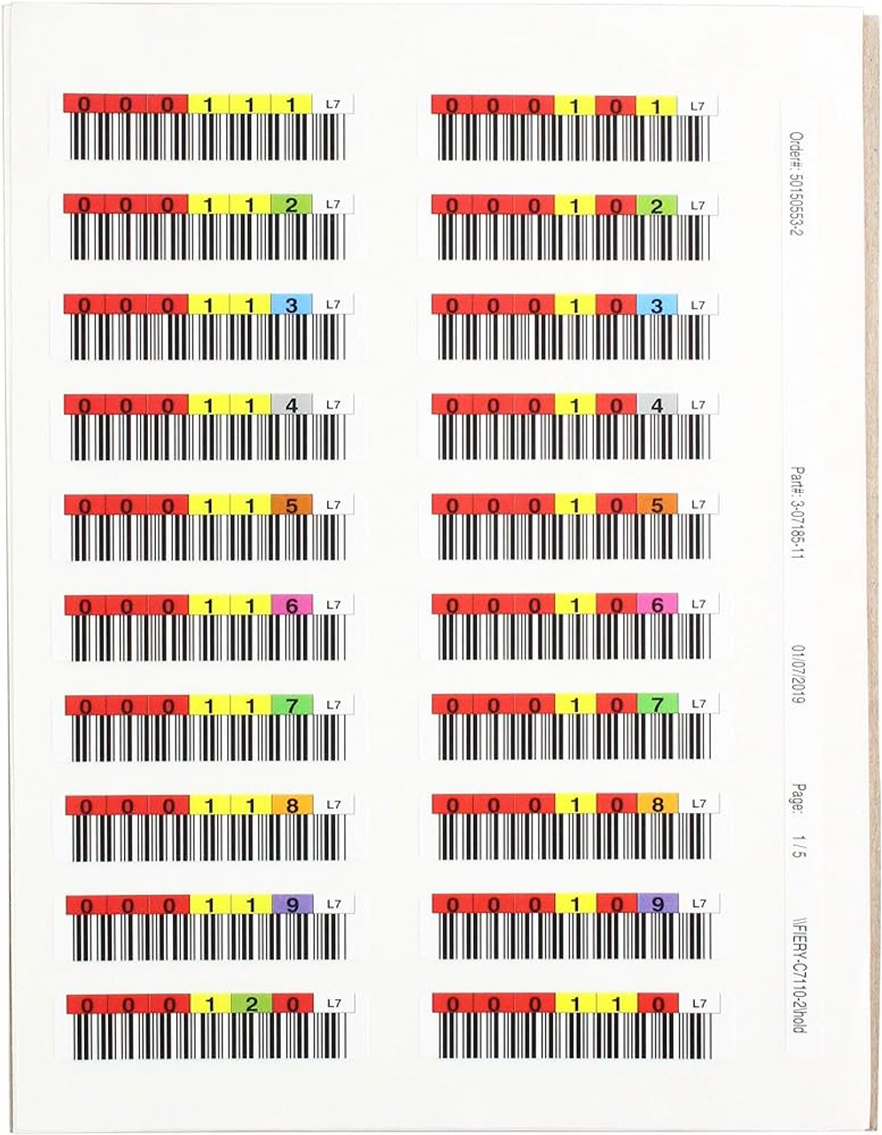 Data cartridge bar code labels, LTO Ultrium 5 (LTO-5), series 000401-000600