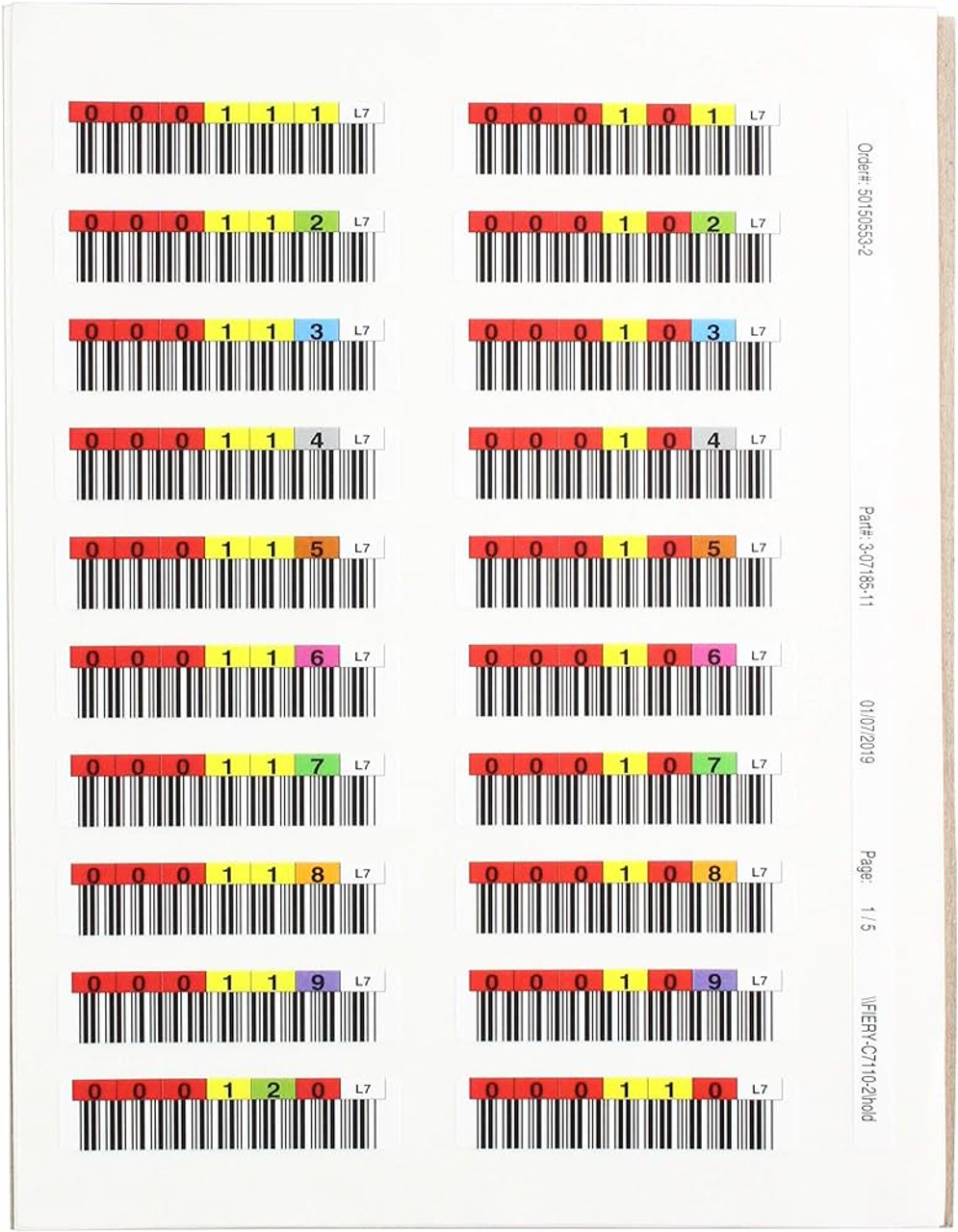 Data cartridge bar code labels, LTO Ultrium 8 (LTO-8), series (000801-001000)