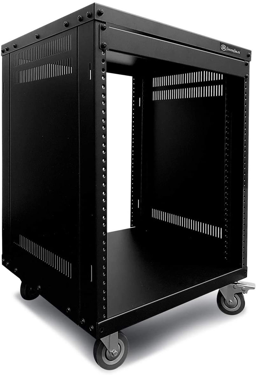 12U 4 Post Server Equipment Open Frame Rack Cabinet w/ Adjustable Posts & Casters