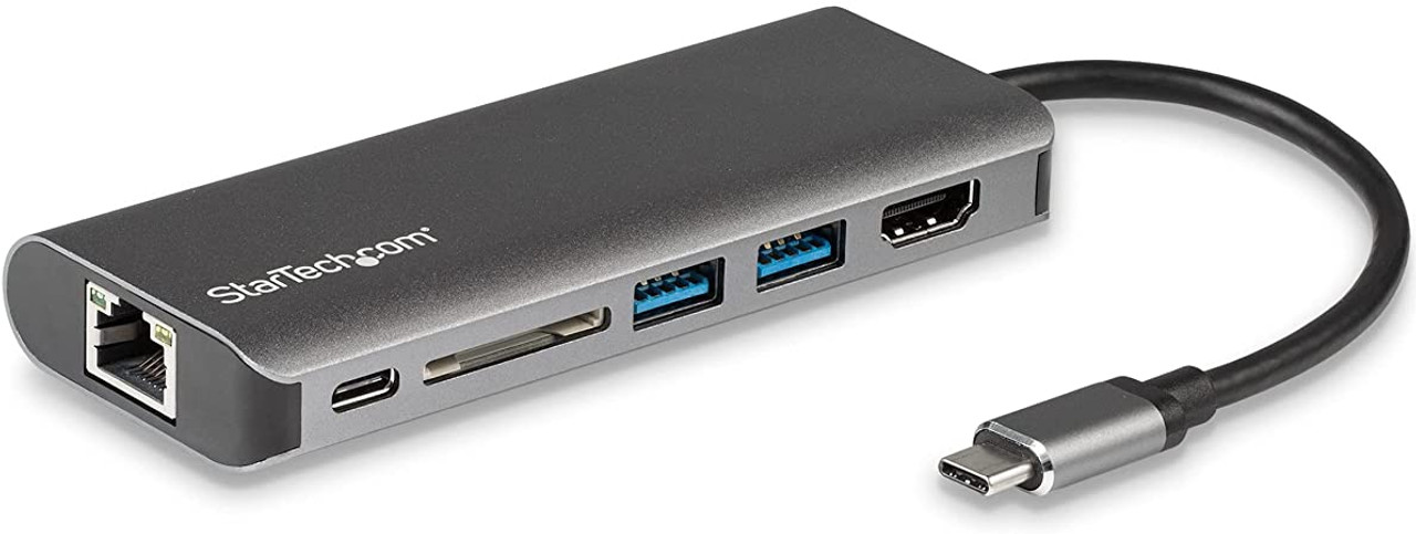 USB C Multiport Adapter - USB-C Travel Dock to 4K HDMI, 3x USB 3.0 Hub, SD/SDHC, GbE, 60W PD 3.0 Pass-Through - Portable USB-C Mini Docking Station USB Type-C/Thunderbolt 3