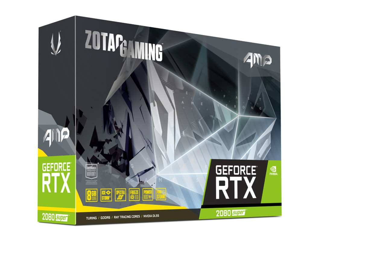 ZOTAC GAMING GeForce RTX 2080 SUPER AMP      3072 Cores     Boost: 1845 MHz     8GB GDDR6 / 15.5 Gbps / 256-bit