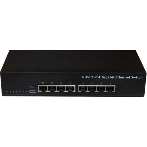 Premiertek 8 Port PoE Gigabit 10/100/1000 Ethernet Desktop/Rackmount Switch Hub