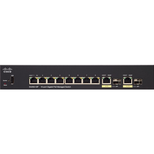 Cisco SG350-10P 10-port Gigabit POE Managed Switch