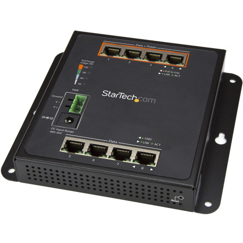 StarTech Industrial 8 Port Gigabit PoE Switch