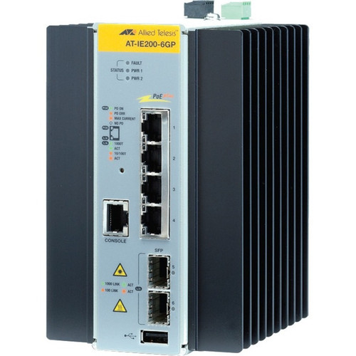 Allied Telesis 4 × 10/100/1000T Ports (PoE+ Support) and 2 × 100/1000X SFP Industrial Switch