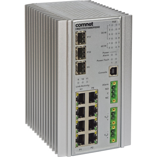 ComNet Industrially Hardened 11 Port Gigabit Managed Ethernet Switch