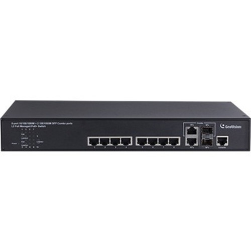 GeoVision 8-Port Gigabit 802.3at Web Management Layer 2+ Fully Managed PoE Switch