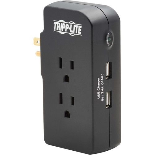 Tripp Lite Safe-IT Surge Protector 3-Outlet 2 USB Ports 5-15P Antimicrobial