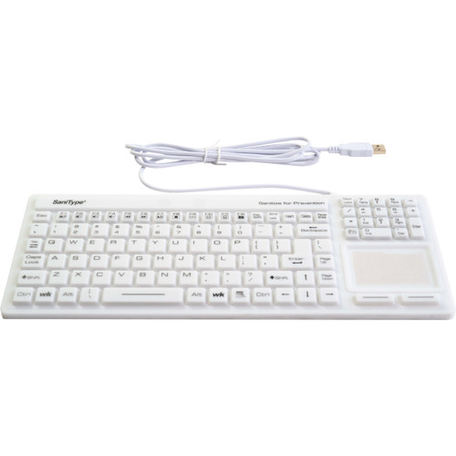 Wetkeys SaniType Washable "Touchpad Plus" Hygienic Keyboard w/ Touchpad (USB) (White) - KBSTRC106T-W
