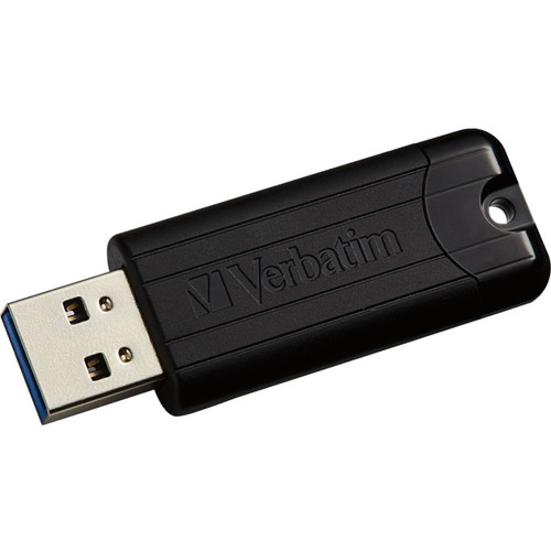 Verbatim 128GB PinStripe USB 3.2 Gen 1 Flash Drive - Black - 49319