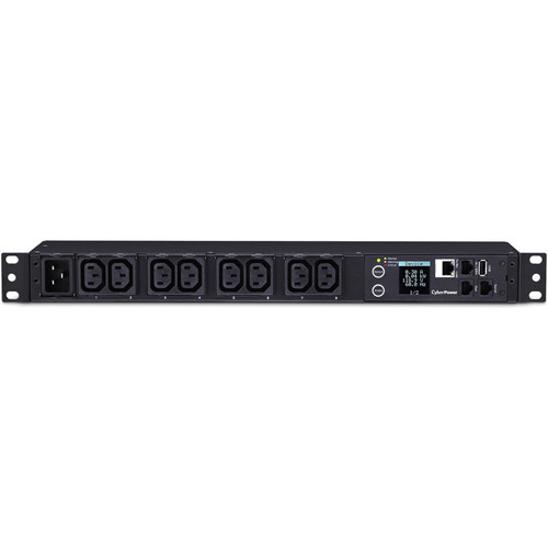 CyberPower PDU31005 100 - 120 VAC 20A Monitored PDU - IEC-320 C20, Horizontal, 1U, LCD, 3YR Warranty