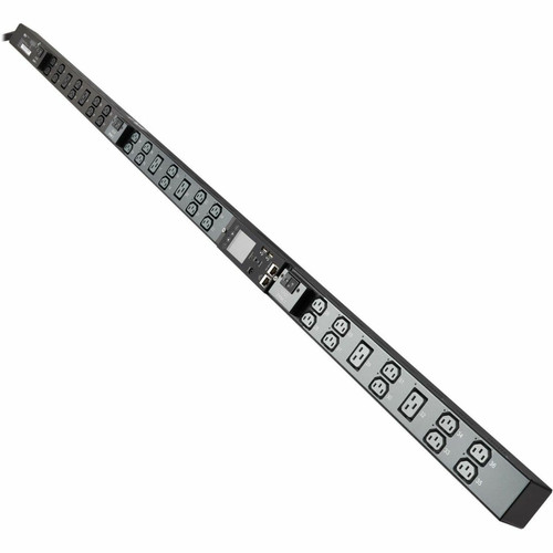 Tripp Lite series 8.6kW 200-240V 3-Phase IsoBreaker Managed PDU - Gigabit, 36 Outlets, L15-30P Input, LCD, 10 ft. (3 m) Cord, 0U, 70 in. (1.8 m) Height, TAA - PDU3EVSR1L1530