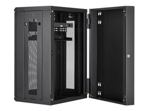 18U 19" Server Rack Cabinet - 4 Post Adjustable Depth (6-32") Locking Knock Down Network/Computer Equipment Enclosure - Mobile w/Glass Door & Casters - HP ProLiant ThinkServer