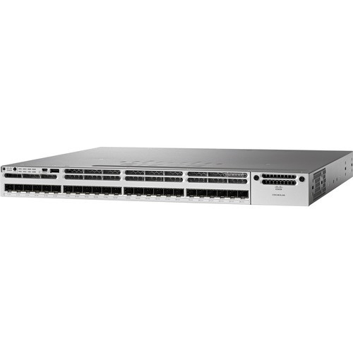 Cisco Catalyst WS-C3850-24XS Layer 3 Switch - Manageable - 10 Gigabit Ethernet - 10GBase-X - 3 Layer Supported - Power Supply - Optical Fiber - 1U High - Rack-mountable WS-C3850-24XS-E