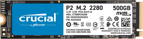 Micron Crucial P2 Nvme Pcie M.2 Ssd - 500Gb 3D Nand - Bulk Part - Moq Is 50 - For Integration