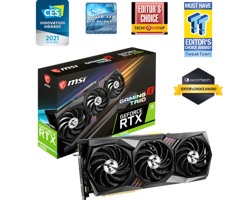 MSI GeForce RTX 3080 GAMING X TRIO 10G - 10GB GDDR6X - 1815 MHz / 19 Gbps  DisplayPort x 3 (v1.4a) / HDMI 2.1 x 1