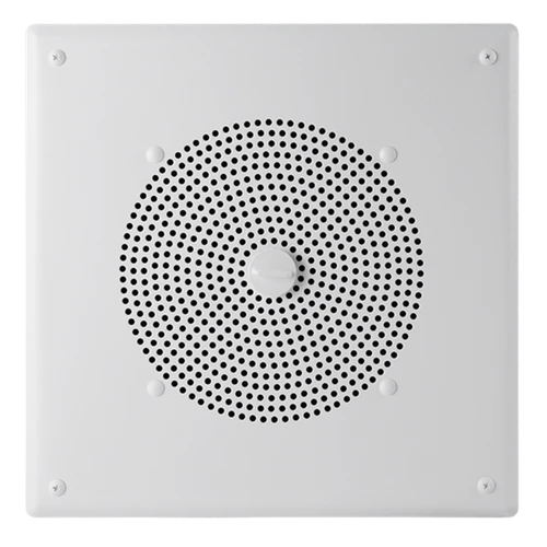Valcom Square Grille with 8 Speaker Amplifier and Built-In Volume Control. Grille Can Be Flush Or Surface Mounted On A Ceiling Or Wall. Suitable for Voice Paging and Background Music. - V-1920C