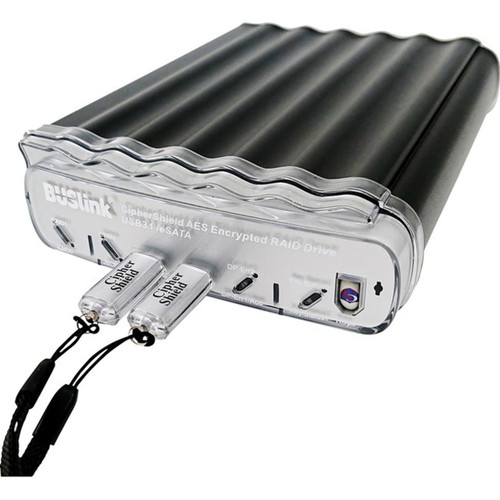 Global Silicon BUSlink 8TB CipherShield 2.5in RAID 0 DualKeys 2FA Two-factor authentication FIPS 140-2 HIPAA 256-bit AES USB 3.1 Gen 2/eSATA Encrypted Portable SSD for PC/Mac Windows/MacOS/Linux with Metal Alloy Case - CSE8TSDRG2KKB