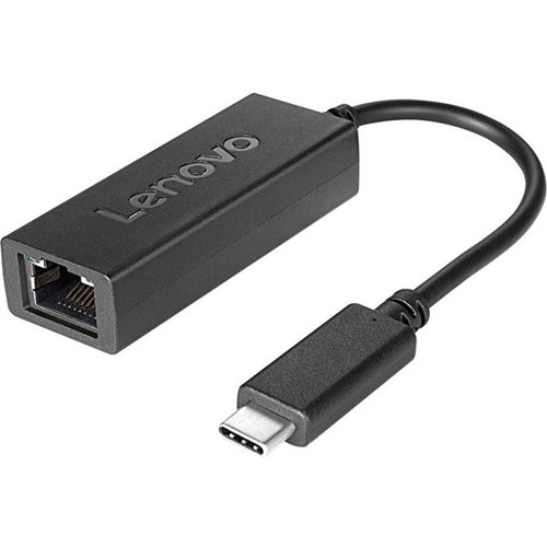 Lenovo USB-C to Ethernet Adapter - RJ-45/USB Network Cable for Notebook - First End: 1 x RJ-45 Network - Female - Second End: 1 x USB Type C - Male - 100 Mbit/s - Black