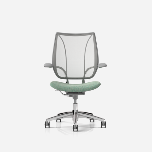 Humanscale Liberty Task, Liberty Task Mechanism, Fixede Duron Arms, Polished Aluminum/Black Trim, PinStripe, Pinstripe, White, Fourtis, Blac - L116AN01FT10