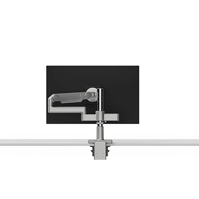 Humanscale M-Flex M2.1 Monitor Arm, Dual Bracket for 2 Monitors, Two-Piece Clamp Mount with Base, Polished Aluminium with White Trim, Dynamic Link, Standard Monitor Tilt (one per monitor), Standard 100mm x 100mm, Black, 24 High Post - X2BCMWDTBDTB24