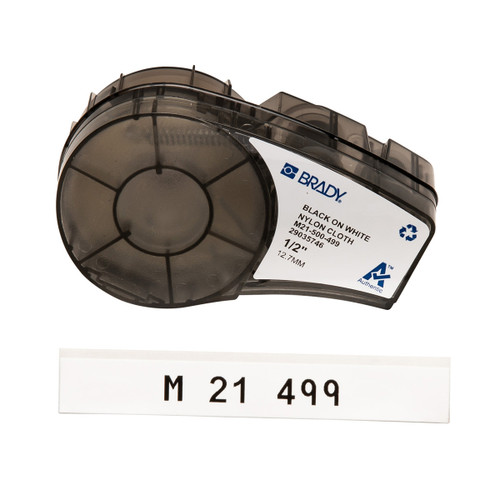 Brady M21-500-499 Nylon Cloth, Black on White Cart M21 B499 0.5INX16FT Black/White - M21-500-499