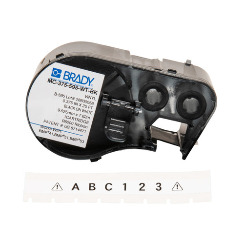 Brady M Series Black Indoor/Outdoor Vinyl Labels - MC-375-595-WT-BK