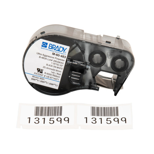Brady MSeries B483 White 1.0in x 2.0in 140EA 1in Cart - M-60-483