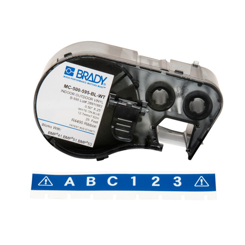 Brady BMP51 BMP53 BMP41 Indoor-Outdoor Vinyl Labels - MC-500-595-BL-WT