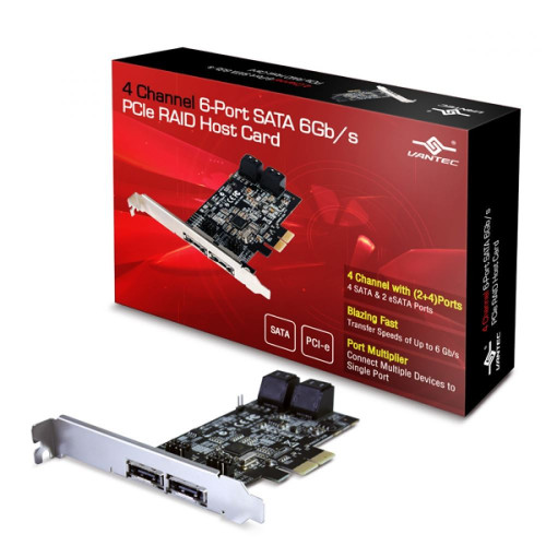 Vantec UGT-MST644R design encompasses great design and server technology into simple RAID Host controller. It uses the latest storage technology to bring Solid State Memory (mSATA) to cache data in the HDD drive to gain unparalleled access speed.