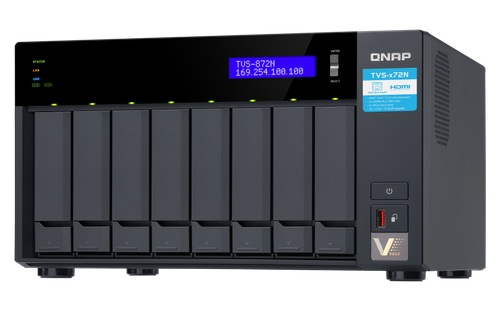 Qnap Intel Core i3-8100 3.1 GHz, 8GB RAM (max. 64GB), 8 x 3.5 HDD, 2x 2.5 HDD/SSD, 2x M.2 SSD slots, 4-LAN, 5G/2.5G, 10G-ready, iSCSI, 2 x PCIe expansion slot