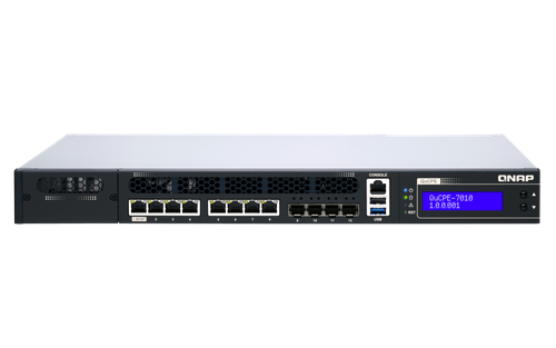 Qnap Intel Xeon D-2166NT 12-Core 24-Thread 2.00 GHz, up to 3GHz. 64GB DDR4 ECC RAM (8 x Long-DIMM DDR4 DDR4 2133/2400MHz slots, up to 128 GB UDIMM or 256GB RDIMM), 4X10GbE (SFP+), 8 GbE.