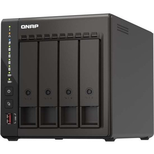 Qnap Intel J6412 4C processor 2.0 GHz, burst up to 2.6GHz, onboard 8GB RAM, 4 x SATA 6Gb/s, 2 x M.2 PCIe Geb 3 x2 slots, 2 x 2.5GbE, 2 x USB 3.2 Gen 2 type-A Ports, 1 x HDMI 1.4b(up to 4096 x 2160 @ 30Hz), 2x USB 2.0, long term supply up to 2029