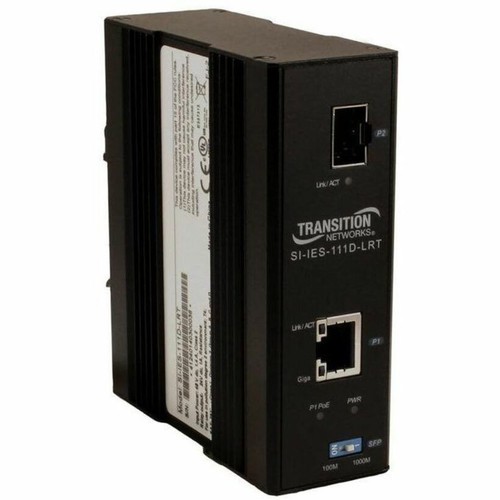 Transition Media Converter - Hardened Ethernet PoE+ Injector 1 Gb Copper, 1 GB Fiber - SI-IES-111D-LRT