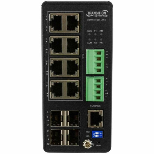 Transition LAN Switch, Managed Hardened PoE+ Switch, (8) 10/100/1000Base-T PoE+, (4) 100/1000Base-X SFP - SISPM1040-384-LRT-C