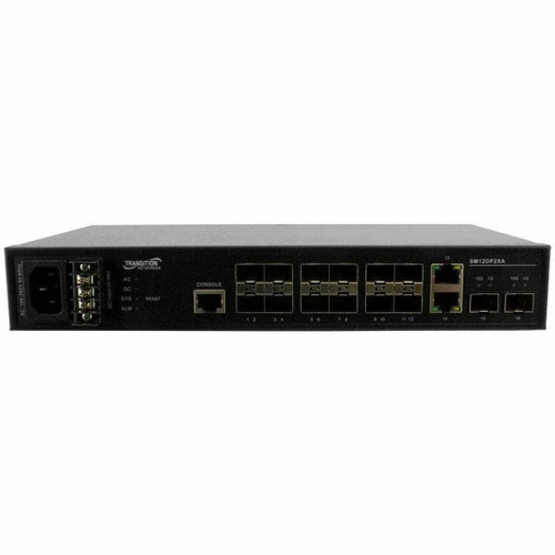 Transition Managed Fiber Switch, 12-port 100/1000 SFP, 2-port 1G/10G SFP+ and 2 10/100/1000Base-T - SM12DP2XA-EU