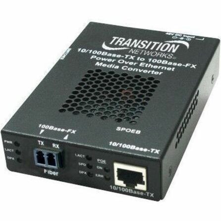 Transition 10/100BASE-TX RJ45 PoE to 100BASE-FX, MM ST, 2KM with - SA Power Supply - SPOEB1011-105-SA