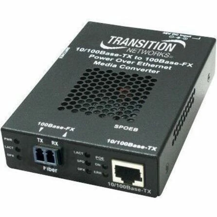 Transition 10/100BASE-TX RJ45 PoE to 100BASE-FX, MM SC, 2 KM with - EU Power Supply - SPOEB1013-105-EU