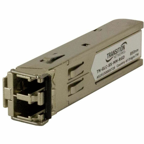 Transition Transceiver - SFP, CC, 1000BASE-SX, 1.25G, MM LC, 850NM, 550/220M, 3.3V - TN-GLC-SX-MM-RGD